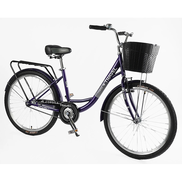 Міський велосипед 26 ST Corso «TRAVEL» TL-26106 сталь 16,5", темно-фіолетовий(2) (+к(чорний)/к/б) фото westvelo.com