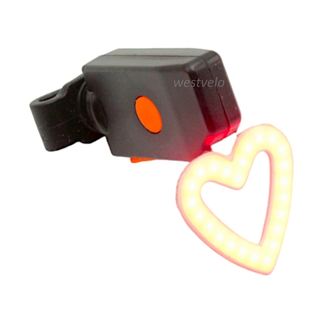 Мигалка на usb зарядку зад LED 902 "Серце" червона, з акумулятором фото westvelo.com