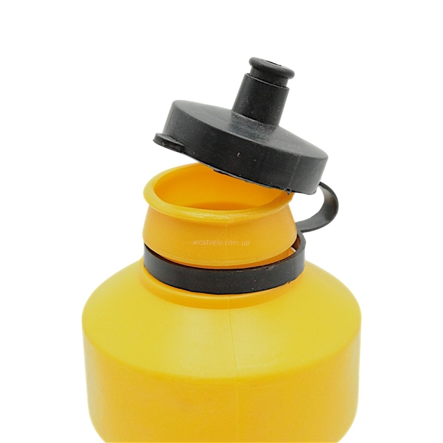Фляга 700 ml "YKX" пластмасова, жовта + фляготримач чорний сталевий фото westvelo.com