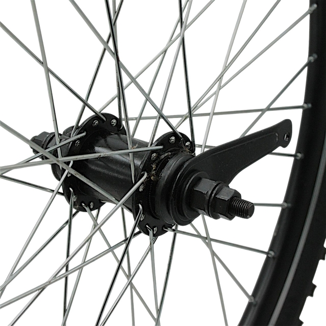 Колесо 24 зад, обід 2-ний чорний, втулка Falcon (чорна) + к-т + камера і шипована покришка 24-2.125 фото westvelo.com