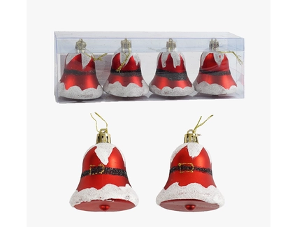 Новорічні прикраси .4 шт, дзвіночок, у слюді (C 67208)