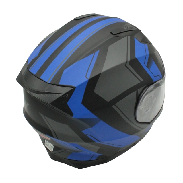 Мото шолом, трансформер (S 55-56) F2 162 чорно-синій, матовий з відкидними окулярами фото westvelo.com