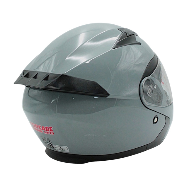 Мото шолом, трансформер (L 59-60) "516" сірий глянцевий, вмонтовані окуляри фото westvelo.com