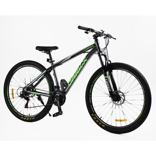 Велосипед 29 AL Corso «DARK-X» DX-29904 алюміній 17", (к-т SHIMANO) графітово-салатовий фото westvelo.com