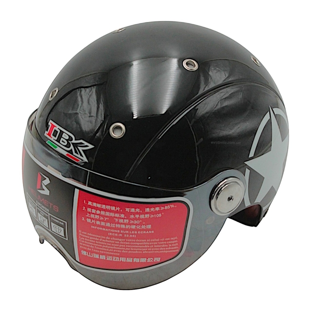 Мото шолом, відкритий (L) "IBK" 033 STAR, чорний фото westvelo.com