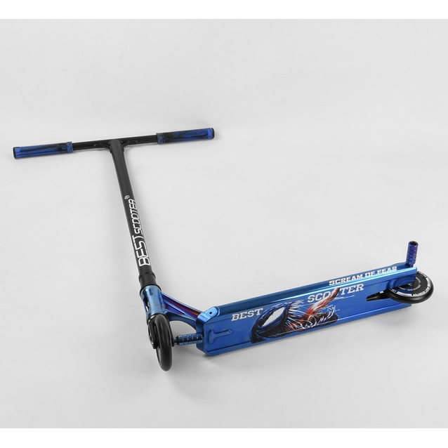 Самокат трюковий Best Scooter «SIMBIOTE-1» 44374 синій, HIC-система, пеги, AL диск та дека, колеса PU Ø120mm, ширина керма - 57 см фото westvelo.com