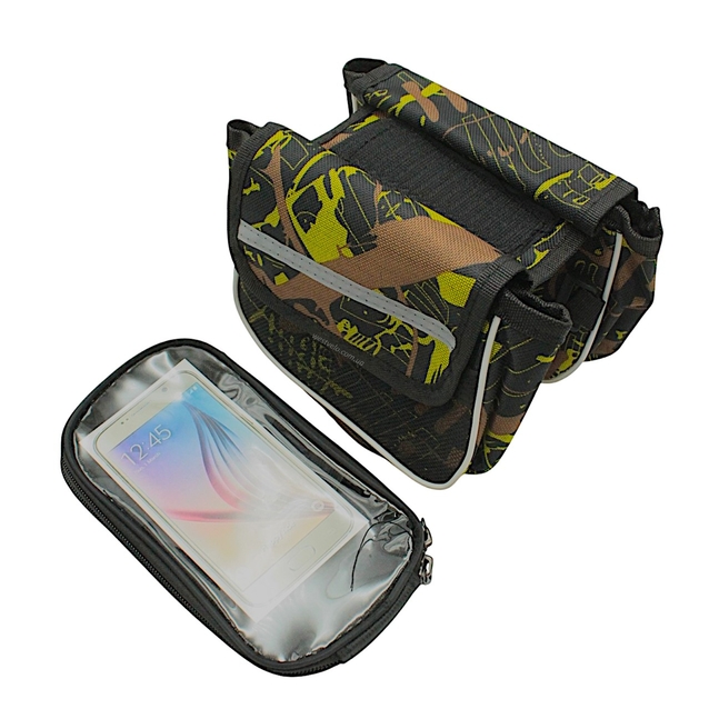 Сумка на раму 2x-стороння + місце для телефону чорно-зелене AQE-005 фото westvelo.com