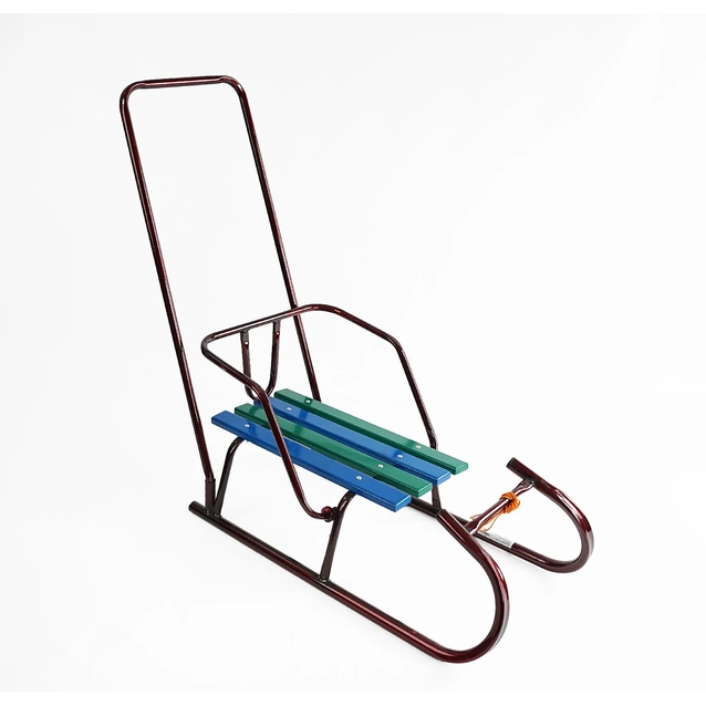 Сани «Сніговий баранчик» з ручкою, круглі полози, бордові фото westvelo.com