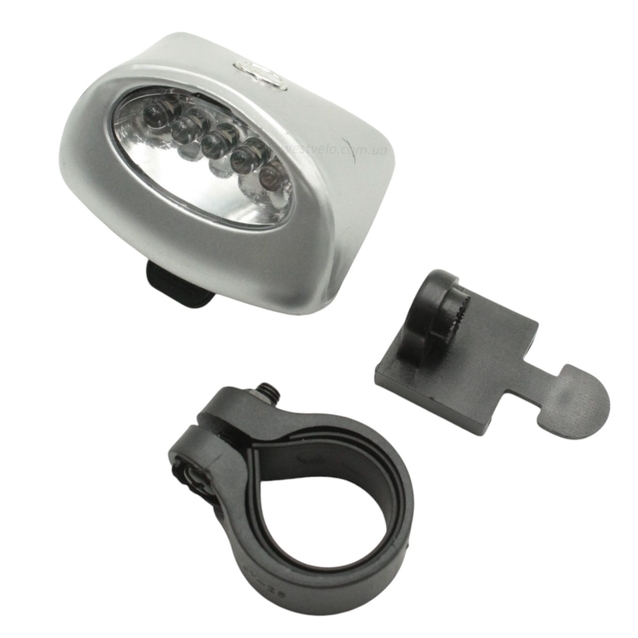 Фара на батарейках JY-601F, 5 діоди, сірий фото westvelo.com