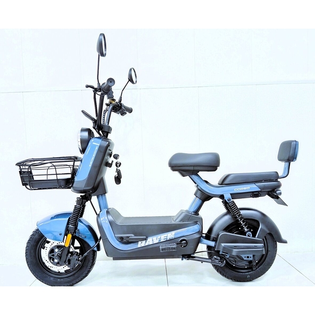Електроскутер Corso «RAVEN» RN-714482 двигун 800W, акумулятор 60V/20Ah графеновий, синій, колеса 10" + 1 ящик. акум фото westvelo.com