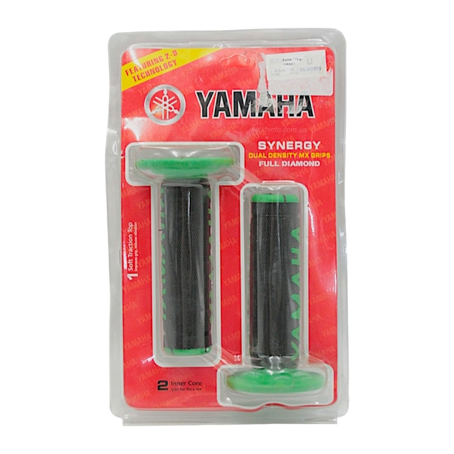 Мото гріпси "YMH" (Yamaha), чорно-зелені, гумові з буртиком фото westvelo.com
