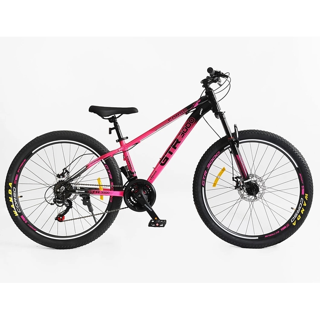 Велосипед 26 AL Corso «GTR-3000» GTR-80033 алюміній 13", (к-т SHIMANO) чорно-рожевий фото westvelo.com
