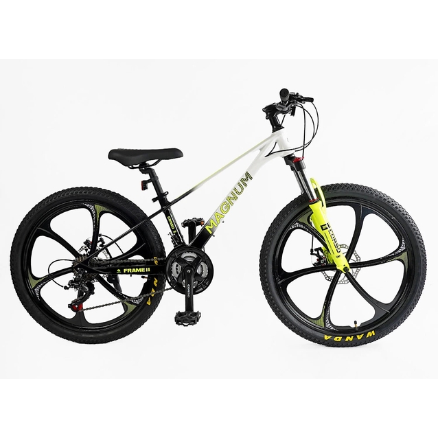 Велосипед 24 MG Corso «MAGNUM» MN-24637 магній 11", (к-т SHIMANO) біло-жовтий фото westvelo.com