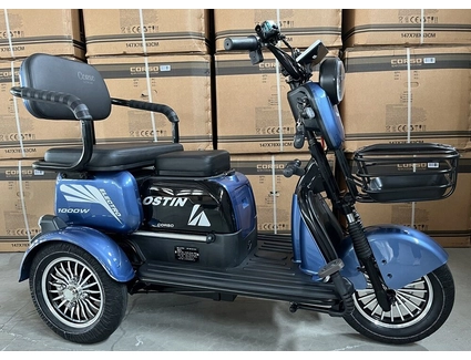 Трицикл Corso «OSTIN» SN-077150, двигун 1000W, акумулятор 72V 23Ah графеновий, синій + 1 ящик. акум, колеса 10"