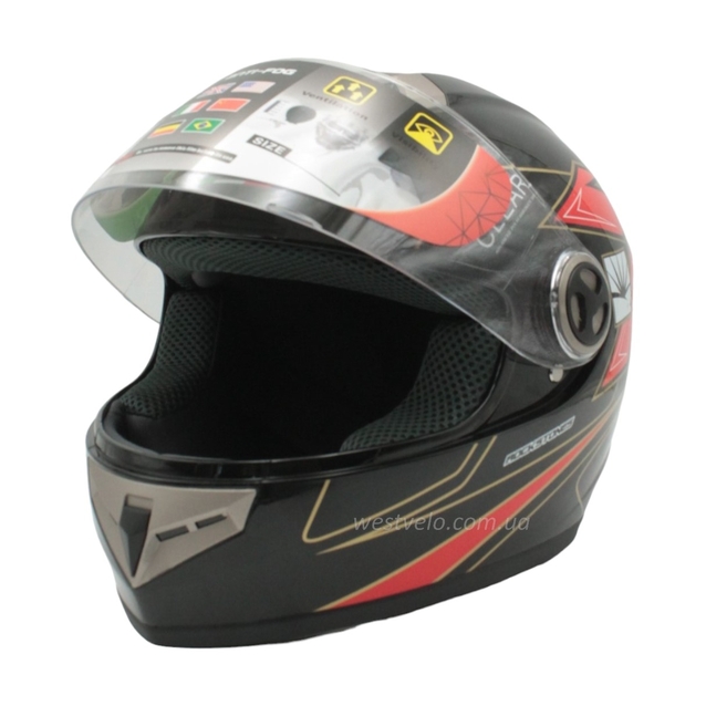 Мото шолом, закритий (XL) "IBK" Інтеграл, 101-4, чорний глянцевий фото westvelo.com