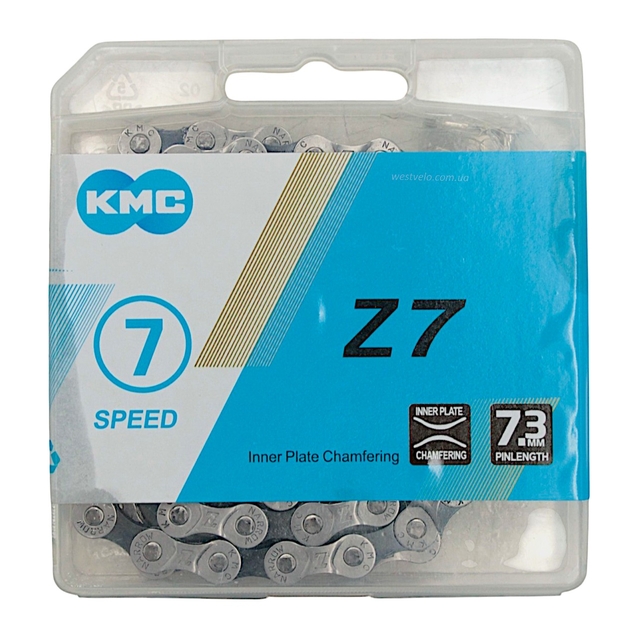 Ланцюг спорт 7 передач KMC Z7 чорний, пластик, 116 ланок + замок (репліка) фото westvelo.com