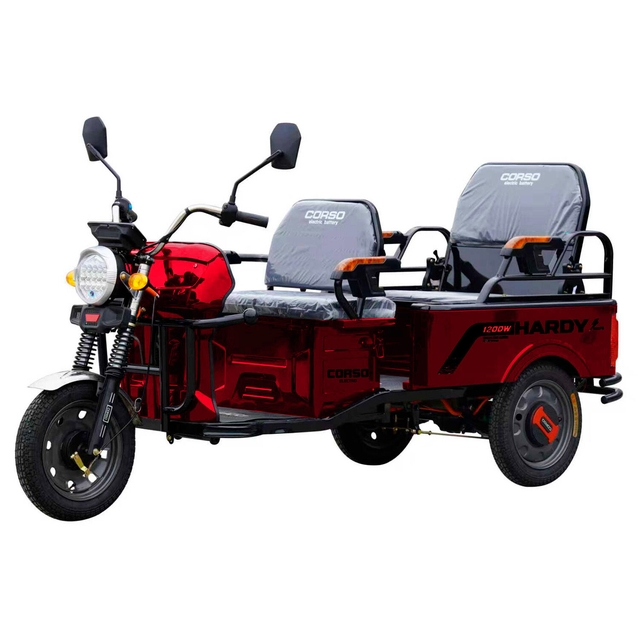 Трицикл РОЗІБРАНИЙ вантажний Corso «HARDY-L» HL-750430, двигун 1200W, акум 72V 36Ah літій-залізо-фосфатний, червоний 4 МІСЦЯ+1 ящик. акум, колеса 12" фото westvelo.com
