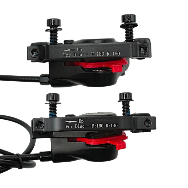 Гідравлічні гальма SHUNFENG DULA 601+RT525 (R/775мм 160/140+ L/1350мм180/160) 2 диски Ø160 +болти фото westvelo.com