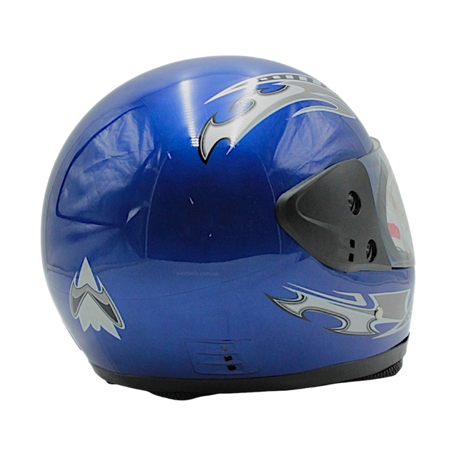 Мото шолом, закритий "CNJM" YELE, інтеграл, синій глянець з чорно-сірим малюнком, з коміром фото westvelo.com