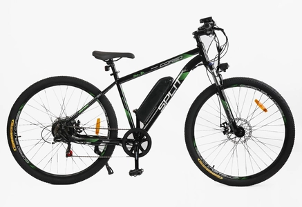 Електровелосипед 29 ST Corso «SPLIT» SP-65112 сталь 19, двигун 350W, акумулятор 36V13Ah літієвий (к-т SHIMANO) чорно-зелений