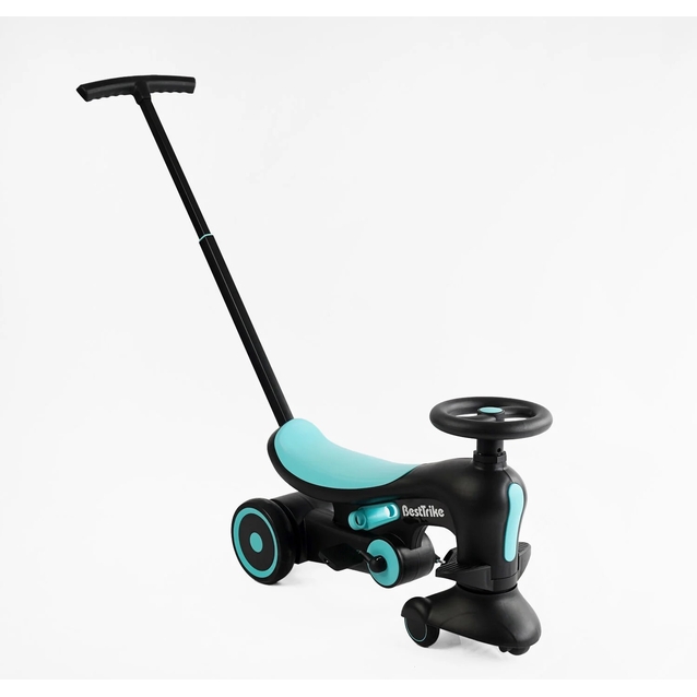 Дитячий велосипед-толокар 3-х колісний з батьківською ручкою, колеса - PU Best Trike BST-8130 чорно-блакитний, рама нейлон фото westvelo.com