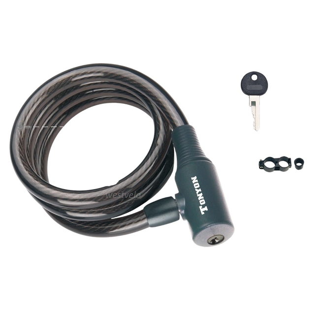 Замок TONYON 505 Ø8mm-1500mm на ключ, з кріпленням на раму фото westvelo.com