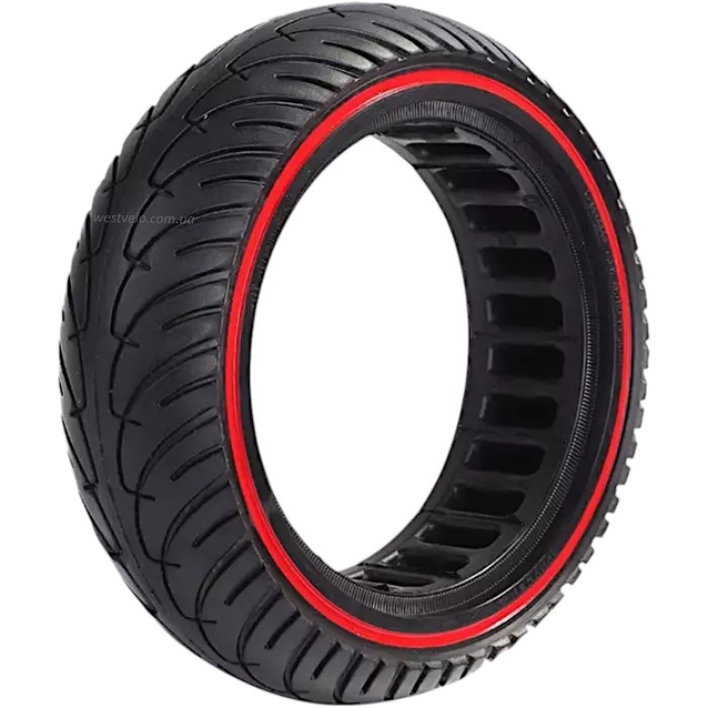 Покришка "8" 8.5-2.0 (Ø140 - 36мм) безкамерка для електросамоката, світловідбивач.червона смуга фото westvelo.com