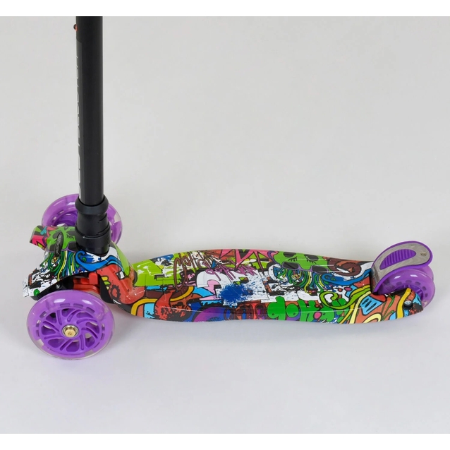 Самокат дитячий 3-х колісний, Best Scooter «MAXI» 2464 / 779-1390 фіолетовий, колеса PU Ø120mm/80mm зі світлом, пластмасовий, трубка керма алюмінієва фото westvelo.com