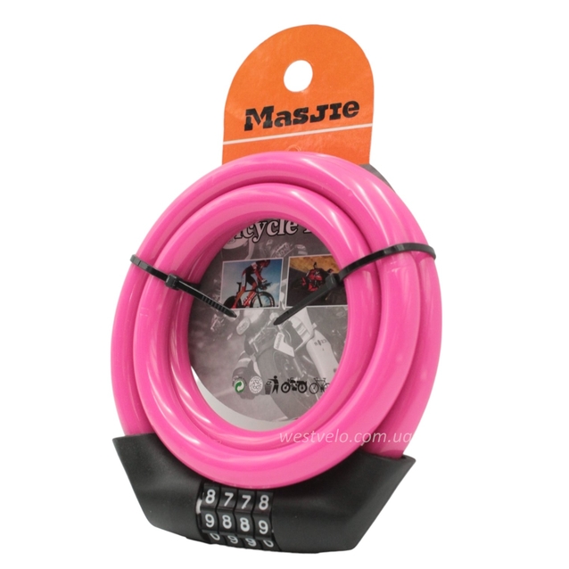 Замок на код змінний 4 цифри MASJIE 163, рожевий фото westvelo.com