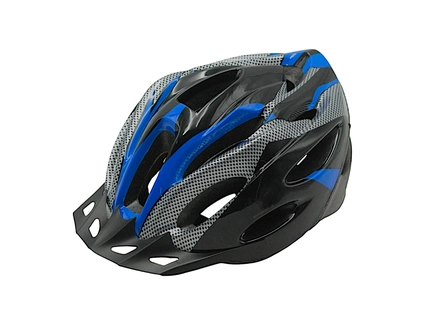 Вело шолом "Carbon" з мигалкою сіро-синій. принт 2