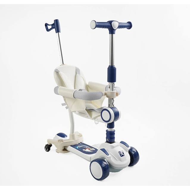 Самокат 5в1 Skyper FJ-59060, колеса PU125х40мм зі світлом, укр озвучування та підсвічування платформи, біло-синій фото westvelo.com