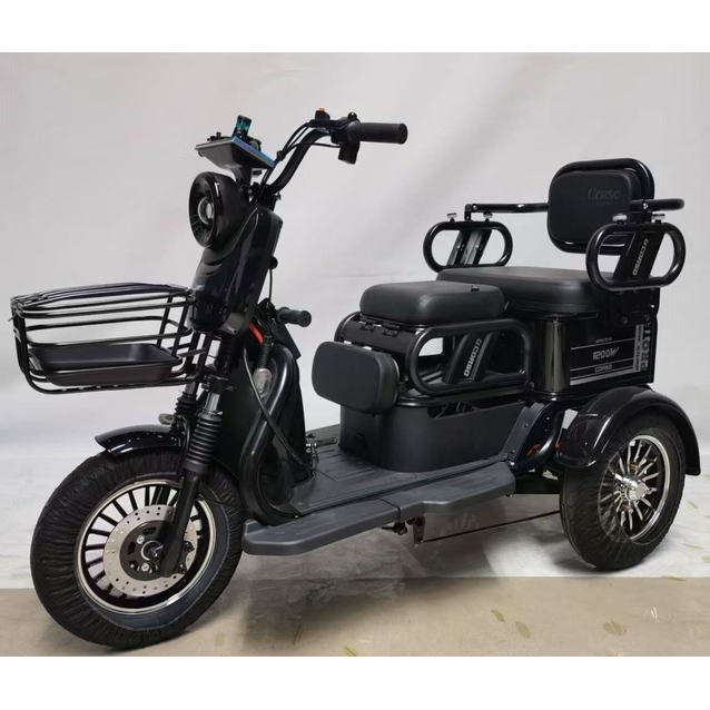 Трицикл Corso «PROTEX» PRX-648890, двигун 1200W, акумулятор 72V/23Ah графеновий, чорний + 1 ящик. акум, колеса 10" фото westvelo.com