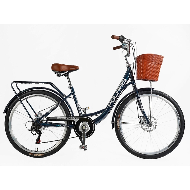 Міський велосипед 26 ST Corso «POLARIS» PS-12833 сталь 16,5", (к-т SHIMANO) синій (+к/к/б) фото westvelo.com