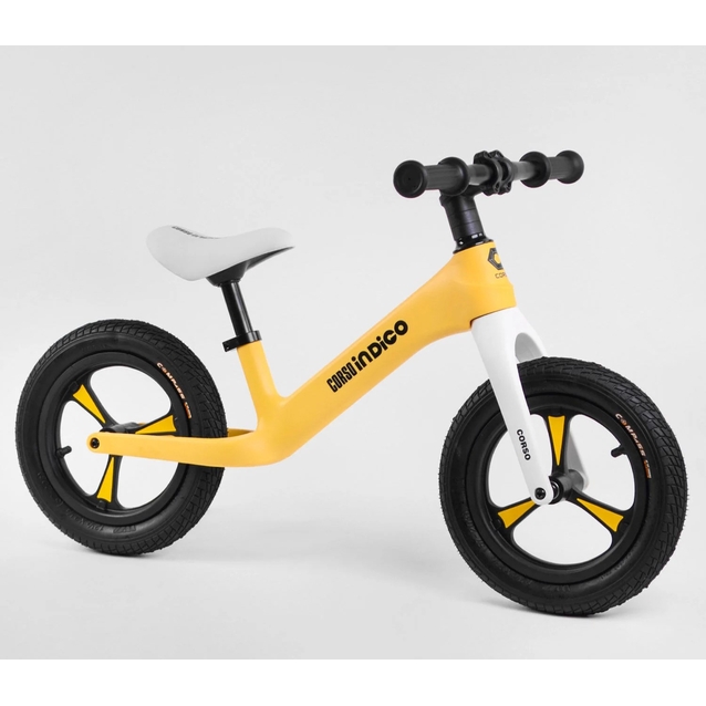 Велобіг 12 Corso надувні колеса, нейлонова рама «INDIGO» D-4536 жовтий