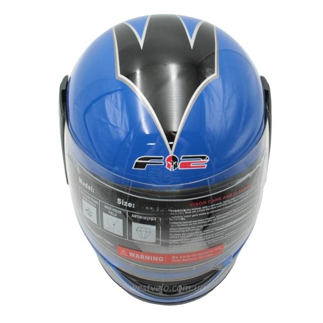 Мото шолом, закритий (XS 53-54) F2 "BAILIDE" , синій глянець (825-2) фото westvelo.com