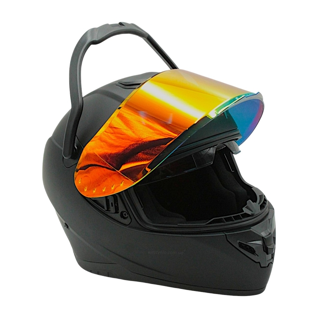 Мото шолом, закритий (L) "225" чорний матовий, вмонтовані окуляри з ручкою фото westvelo.com