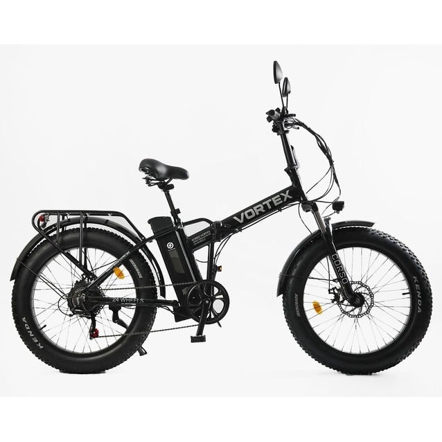 Електрофетбайк 24 AL Corso «VORTEX» TX-78950 алюміній, складний, двигун 500W, акумулятор 48V13Ah літієвий (к-т SHIMANO) чорний фото westvelo.com