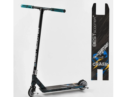 Самокат трюковий Best Scooter «CRASH» 37890 чорно-синій, HIC-система, пеги, AL диск та дека, колеса PU Ø110mm, ширина керма - 57 см
