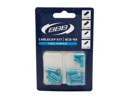 Ковпачки-закінчення кожуха Ø4-5мм. (6x5mm+10x4mm) + троса (2x1.6mm+2x1.2mm)  BBB (BCB-99) синій