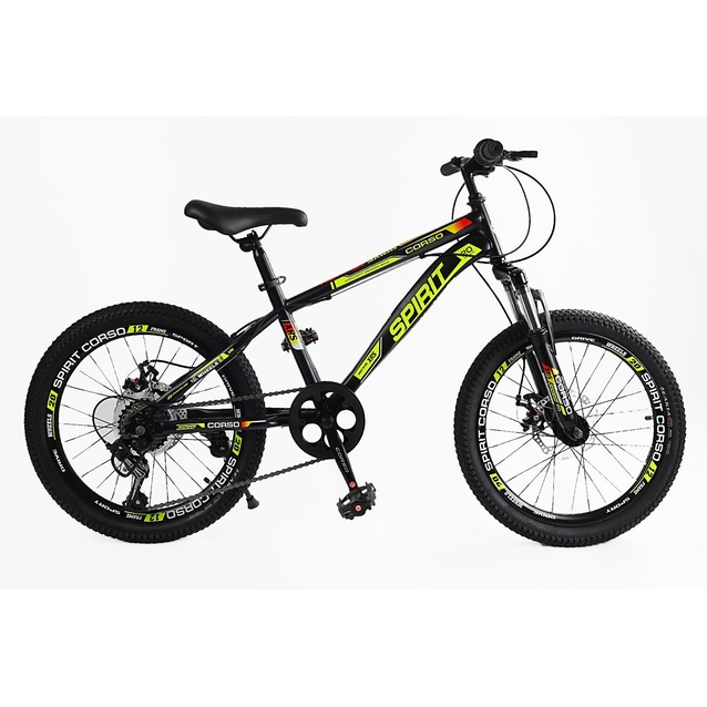 Велосипед 20 ST Corso «SPIRIT» ST-20946 сталь 12", (к-т SHIMANO) чорно-жовтий