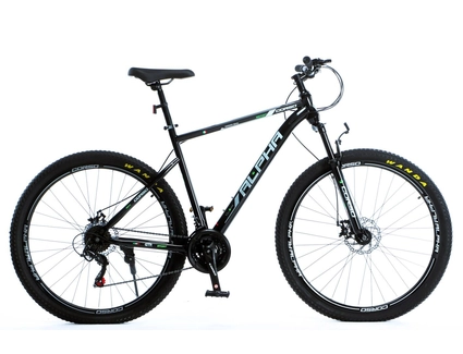 Велосипед 29 ST Corso «ALPHA» LF-29221 сталь 21", (к-т SHIMANO) чорно-зелений