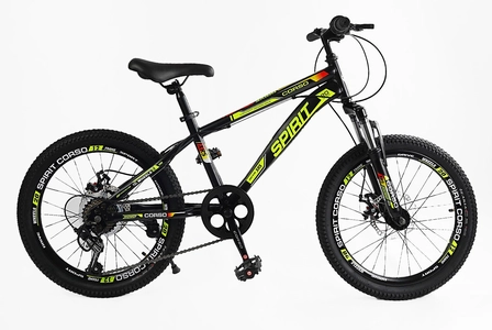 Велосипед 20 ST Corso «SPIRIT» ST-20946 сталь 12", (к-т SHIMANO) чорно-жовтий