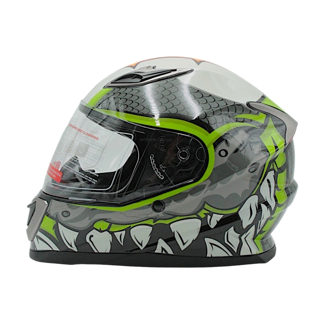 Мото шолом, закритий (L 59-60) VLAND M62-Dino, інтеграл, зелений, глянцевий фото westvelo.com