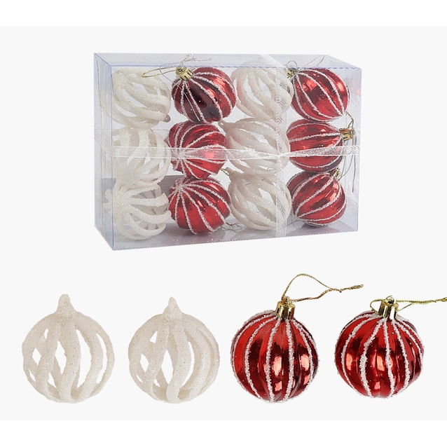 Новорічні прикраси 12 шт, кульки, D = 6 см, в слюді (C 67262) фото westvelo.com