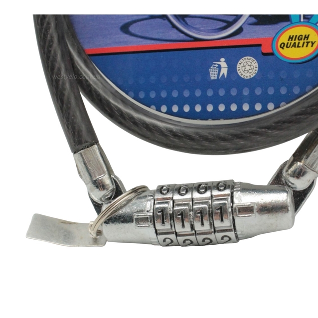 Замок на код 4 цифри TONYON (417) Ø8mm L-650mm фото westvelo.com