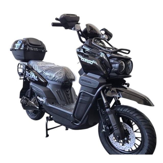 Електроскутер Corso «SPECIAL» SC-789740, двигун 2000W, акумулятор 72V/38Ah свинцево-кислотний, чорний + 1 ящик. акум, колеса 10" фото westvelo.com