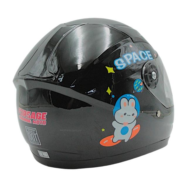 Мото шолом дитячий, закритий (L) "909", SPACE чорний  глянцевий фото westvelo.com