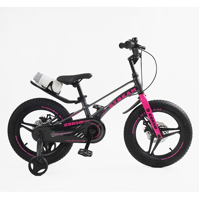 Дитячий велосипед 16 MG Corso «STREAM» SM-30270, магнієва рама, графітово-рожевий фото westvelo.com