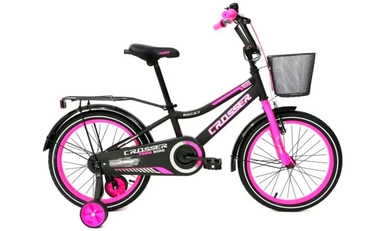 Дитячий велосипед 12 Crosser «ROCKY» 012 чорно-рожевий (+кошик сітка малий) []