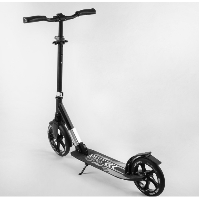 Самокат дитячий 2-х колісний, PU Best Scooter 41629 чорний, колеса Ø230-215mm, AL, 1 амортизатор передній фото westvelo.com